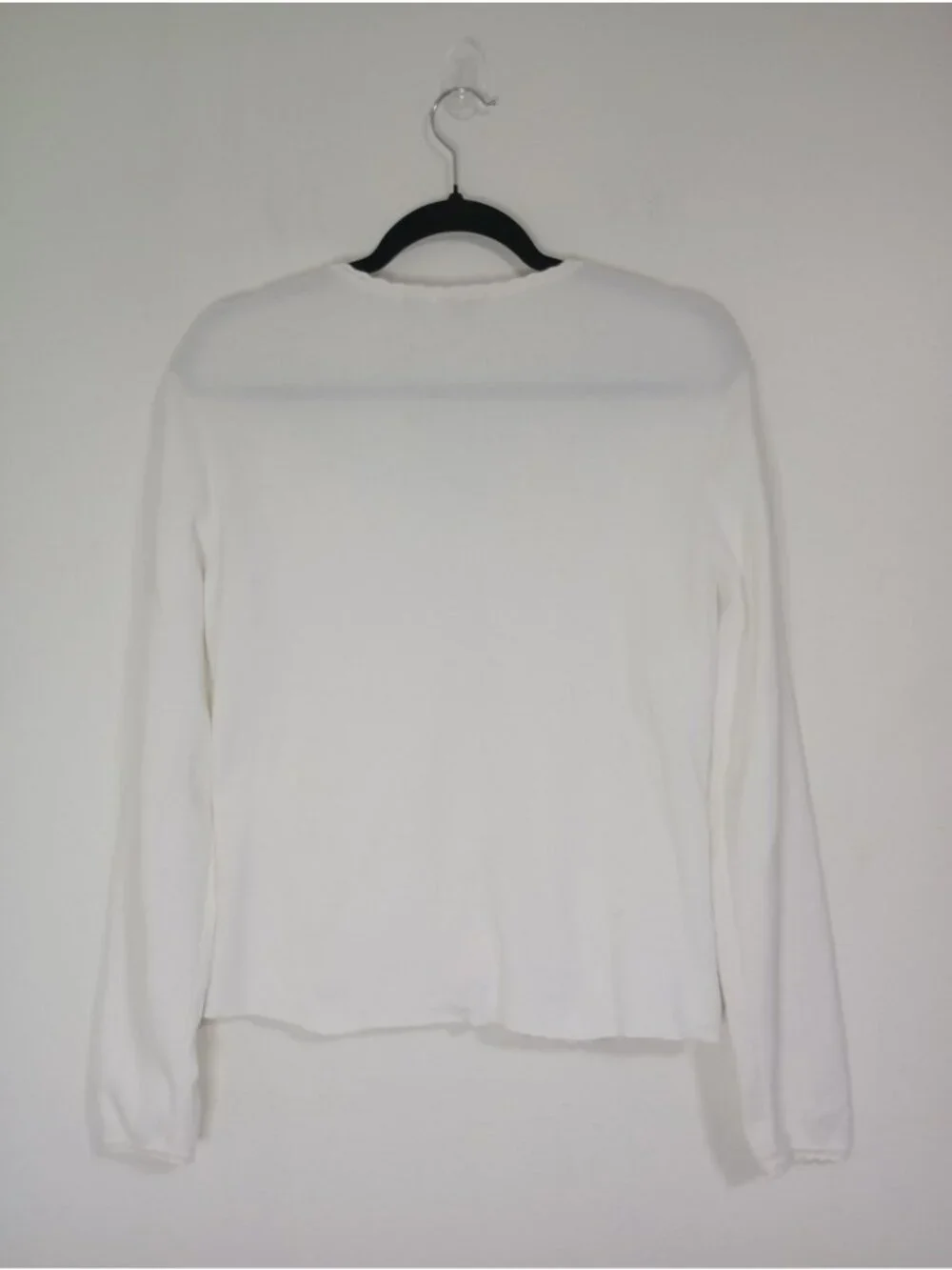 Caslon White Button-Front Cardigan Sweater Scalloped Trim Women Sz M 100% Cotton